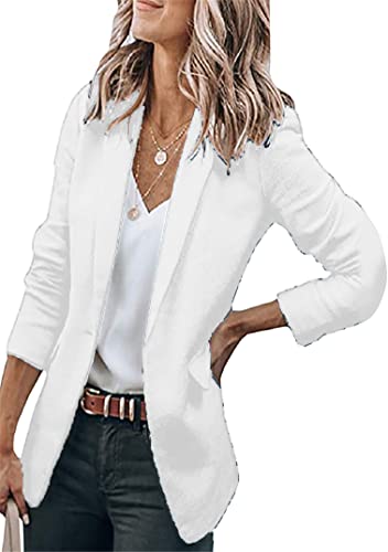 EFOFEI Damen Lässiger Herbst Arbeitsblazer Maßgeschneiderter Cardigan Formale Anzugjacke Mit Einem Knopf Blazer Weiß M von EFOFEI