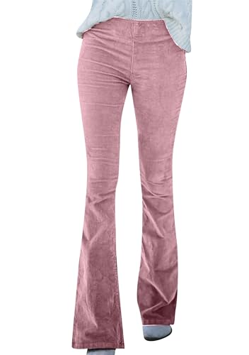 EFOFEI Damen Lange Skinny Micro Library Hohe Taille Bund Stretch Hose Rosa XXL von EFOFEI