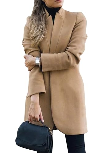 EFOFEI Damen Mantel Geknöpfter Mantel Tragen Langer Vintage Wintermantel Übergangsjacke Langer Herbst Und Winter Langer Mantel Khaki XL von EFOFEI