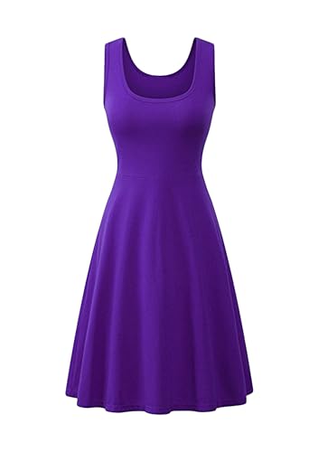 EFOFEI Damen Midikleid Swingkleid Einfach Sanft Kleid Lila S von EFOFEI