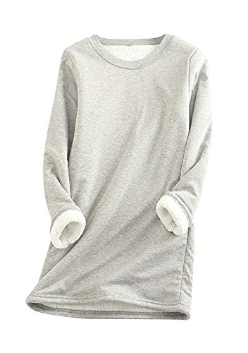 EFOFEI Frauen Pullover Winter Sweatshirt Mode Vlies Pullover Modische Einfache Top Lose Polar Vlies Top Hellgrau XXL EFOFEI Frauen Pullover Winter Sweatshirt Mode Vlies Pullover Modische Einfache Top Lose Polar Vlies Top Hellgrau XXL von EFOFEI