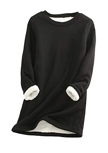EFOFEI Frauen Loose Polar Vlies Top Modische Einfache Top Lamm Kaschmir Pullover Schwarz M EFOFEI Frauen Loose Polar Vlies Top Modische Einfache Top Lamm Kaschmir Pullover Schwarz M von EFOFEI