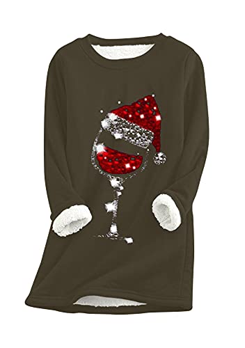 EFOFEI Damen Pullover All Match Plüsch Pullover Süße Weihnachtskleidung Armeegrün S von EFOFEI