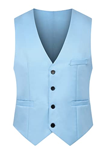 EFOFEI Herren Classic Style Mantel Slim Casual V-Neck Weste V-Neck Sleeveless Slim Fit Jacke Himmelblau L von EFOFEI