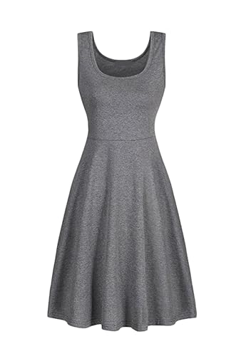 EFOFEI Damen Sommerkleid Ärmelloses Kleid Weiches Midikleid Grau L von EFOFEI