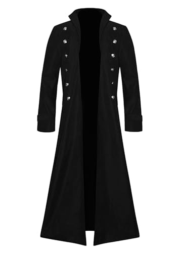 EFOFEI Damen Steampunk Mantel Vintage Halloween Uniform Langarm Rollkragenmantel Schwarz XL von EFOFEI