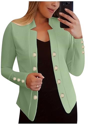 EFOFEI Damen Strickjacke Blazer Leichte Bürojacke Maßgeschneiderte Strickjacke Blazer Hellgrün XXL von EFOFEI