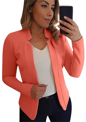 EFOFEI Damen Tailo Strickjacke Blazer Sommer Dünner Leinenmantel Bürojacke Büroarbeit Blazer Jacke Orange 3XL von EFOFEI