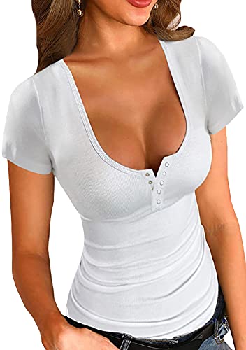 EFOFEI Damen Vest Sexy Crop Top Einfarbig Weste Top Scoop Neck Unterhemd Ärmellos Camisole Weiß S von EFOFEI