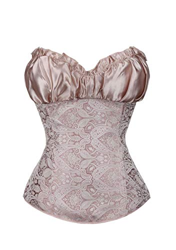 EFOFEI Damen Vintage Bridal Wäsche Corsage Übergröße Brokat Korsett Sexy Brokat Korsett Aprikose M von EFOFEI