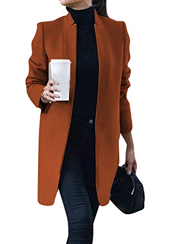 EFOFEI Damen Warmer Damenmantel Wintermantel Übergangsjacke Langer Lässiger Trenchcoat Knielanger Wintermantel Karamell S von EFOFEI