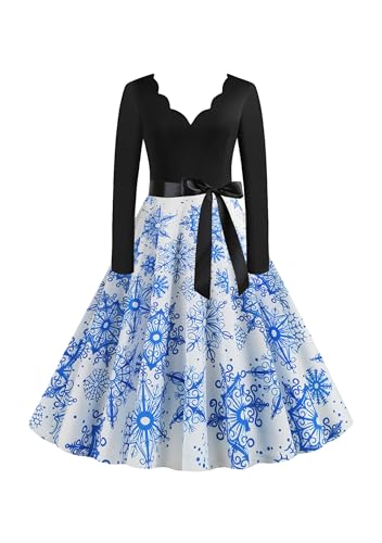 EFOFEI Damen Valentinstag Spitze Druck Abend Party Dress Abend Prom Kostüm Brautjungfernkleid Petticoat Lange Blau XXL von EFOFEI