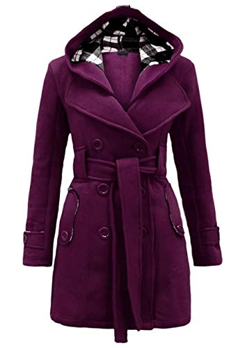 EFOFEI Damen Winter Blend Coat Mittellanger Wollmantel Lila L von EFOFEI