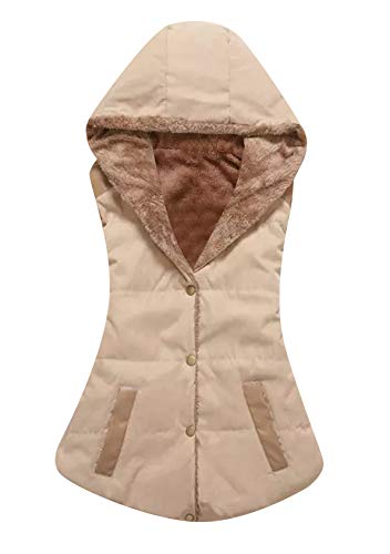 EFOFEI Damen Winter Warme Weste Plüsch Warme Winter Ärmellose Weste Mädchen Winter Gepolsterte Weste Beige X-Large von EFOFEI