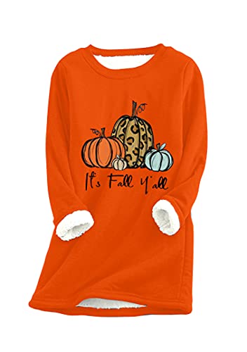 EFOFEI Damenbekleidung Mit Seidig Weichem Futter Pullover Warmes Und Bequemes Sweatshirt Orange 3XL von EFOFEI