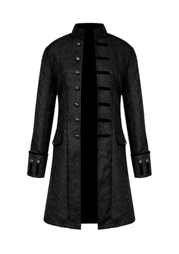 EFOFEI Herren Button Up Bequeme Pocket Jacke Pendeln Party Cardigan Langer Mantel Loose Jacquard Mid Long Mantel Schwarz XL von EFOFEI