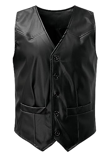 EFOFEI Herren Cowboy Motorradweste lässig ärmellos Weste V Hals Cowboy Weste Schwarz L von EFOFEI