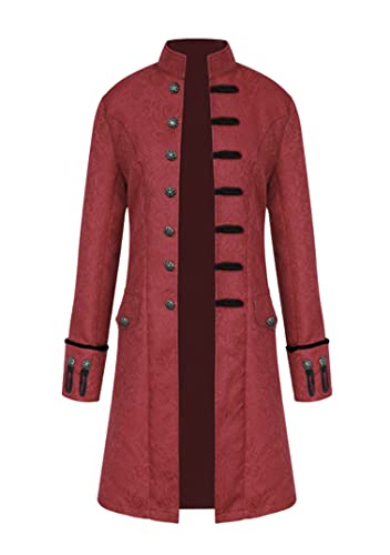 EFOFEI Herren Retro Viktorianischen Langer Uniformkleid Bottom Vintage Erwachsene Festival Cosplay Frack Viktorianische Renaissance Hofuniform Weinrot L von EFOFEI