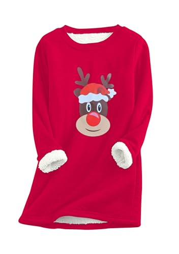 EFOFEI Mädchen Weihnachtspullover Als warmes Und Bequemes Sweatshirtwinter Pullover Aus Korallenfleece Rot M von EFOFEI