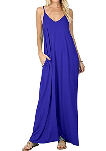 EFOFEI Summer Long Strapdress Boho Kausalkleid Tunika Kaftan Kleid Strandurlaubskleid Royal Blue L von EFOFEI