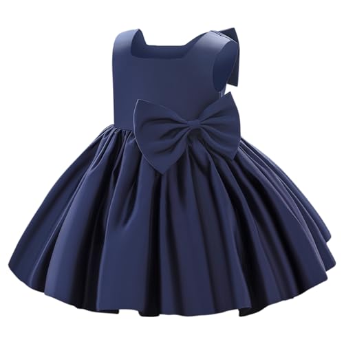 EFOGEP Blumen M�dchen Kleider f�r Hochzeit: Kleinkind Baby Prinzessin �rmellos Satin Bowknot Kleid Taufe Prom Formal Geburtstag Party Pageant Tanz Performance Ballkleid Dunkel Blau 3-4 Jahre von EFOGEP