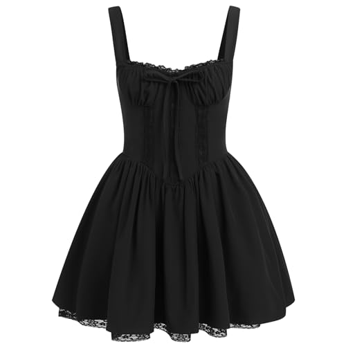 EFOGEP Damen Floral Korsett Minikleid Sommer Boho Spaghetti Riemen R�ckenfrei Niedrig geschnittene Spitze Sonnenkleid R�sche Kurzes Kleid f�r Party Strand Ausgehen Freizeitkleid Schwarz L EFOGEP Damen Floral Korsett Minikleid Sommer Boho Spaghetti Riemen R�ckenfrei Niedrig geschnittene Spitze Sonnenkleid R�sche Kurzes Kleid f�r Party Strand Ausgehen Freizeitkleid Schwarz L von EFOGEP