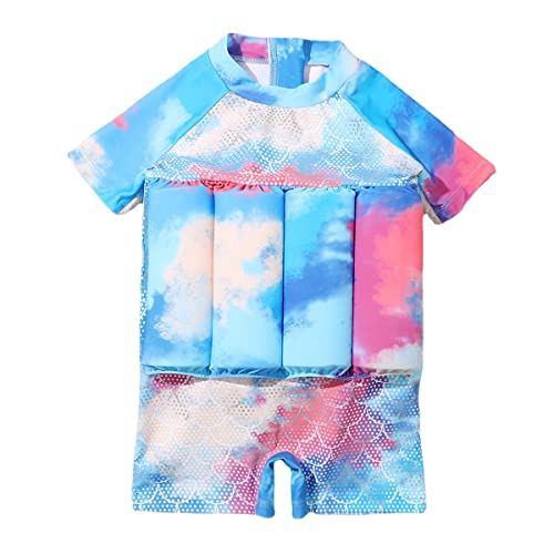 EFOGEP Kinder schwimmende Badeanzüge: Jungen Mädchen EIN Stück Schwimmen Anzug Kurze Ärmel Auftrieb Badebekleidung Hawaiian Badeanzug Sommer Strand Sport Schwimmen Kostüm Himmelblau 18-24 Monate von EFOGEP