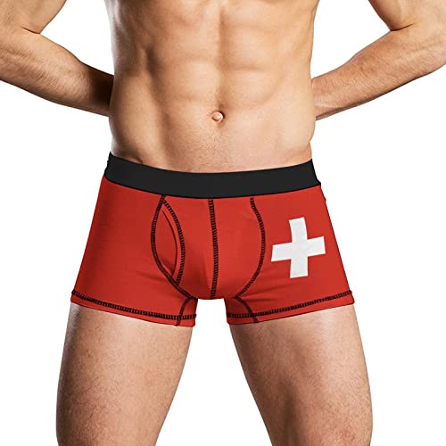 EFOTUNI Herren-Unterwäsche-Boxershorts mit Schweizer Flagge, Stretch, Kurze Unterhose von FJQWKLF