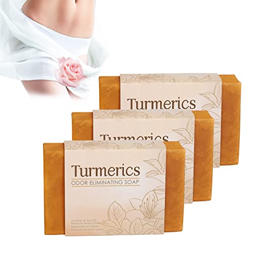 Kurkuma Seife zur Hautaufhellung, Kurkuma-Geruchsbeseitigung Seife, Natürliches Seifenstück für Frauen, Stückseife für alle Hauttypen (3 Pcs) von EFRANO