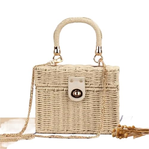 EFRJUWI Crossbody Handtasche Tote Dual Purpose Casual Woven Bag Stroh Strandtasche(Beige) von EFRJUWI