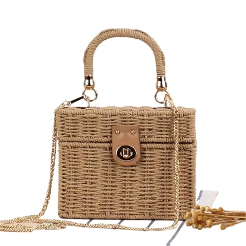 EFRJUWI Crossbody Handtasche Tote Dual Purpose Casual Woven Bag Stroh Strandtasche(Brown) von EFRJUWI