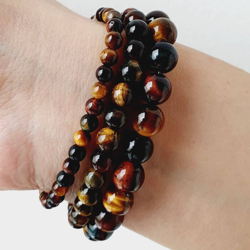 Tigerauge Mix Armband - Perlenarmband Armkette Aus Natursteinperlen Edelstein Perlenkette in 4mm, 6mm Und 8mm Geschenk von EGELUX