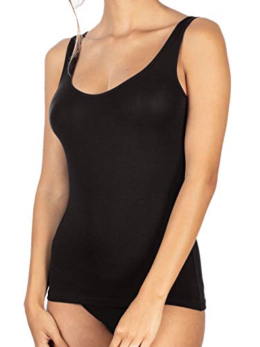 EGI Damen-Tanktop aus Micromodal mit breitem Schulter, glatt, Spaghetti-Träger-Top, Schwarz X-Large von EGI
