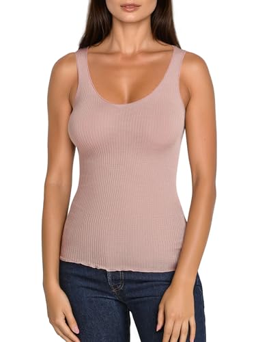 EGI ® Luxuriöses Tanktop aus Wolle und Seide. Hergestellt in Italien., Cipria, Small/Medium von EGI