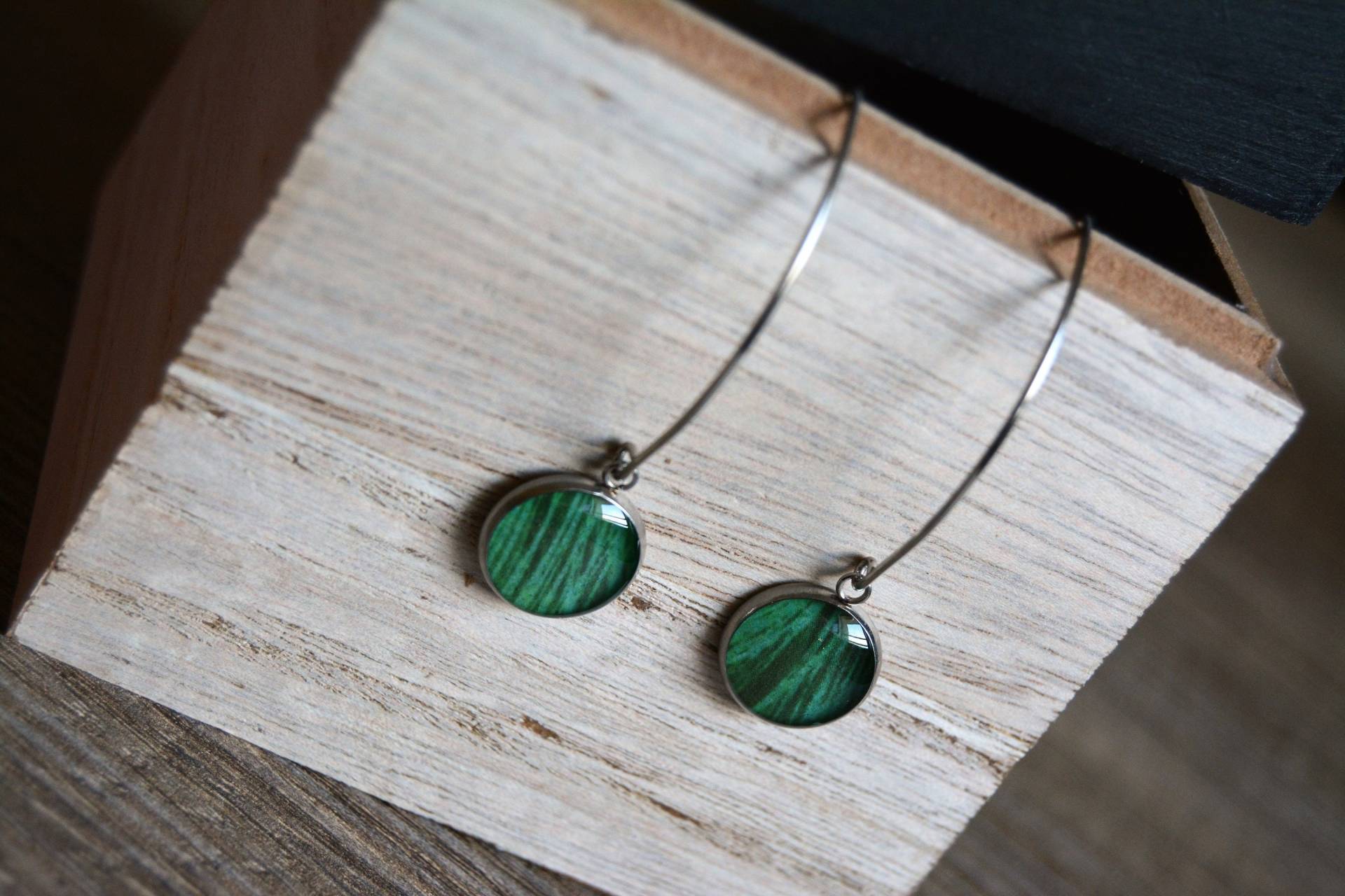 Grüne Silberohrringe Bambusblatt-Ohrringe Lange Ohrringe von EGIOVANNONIcreations