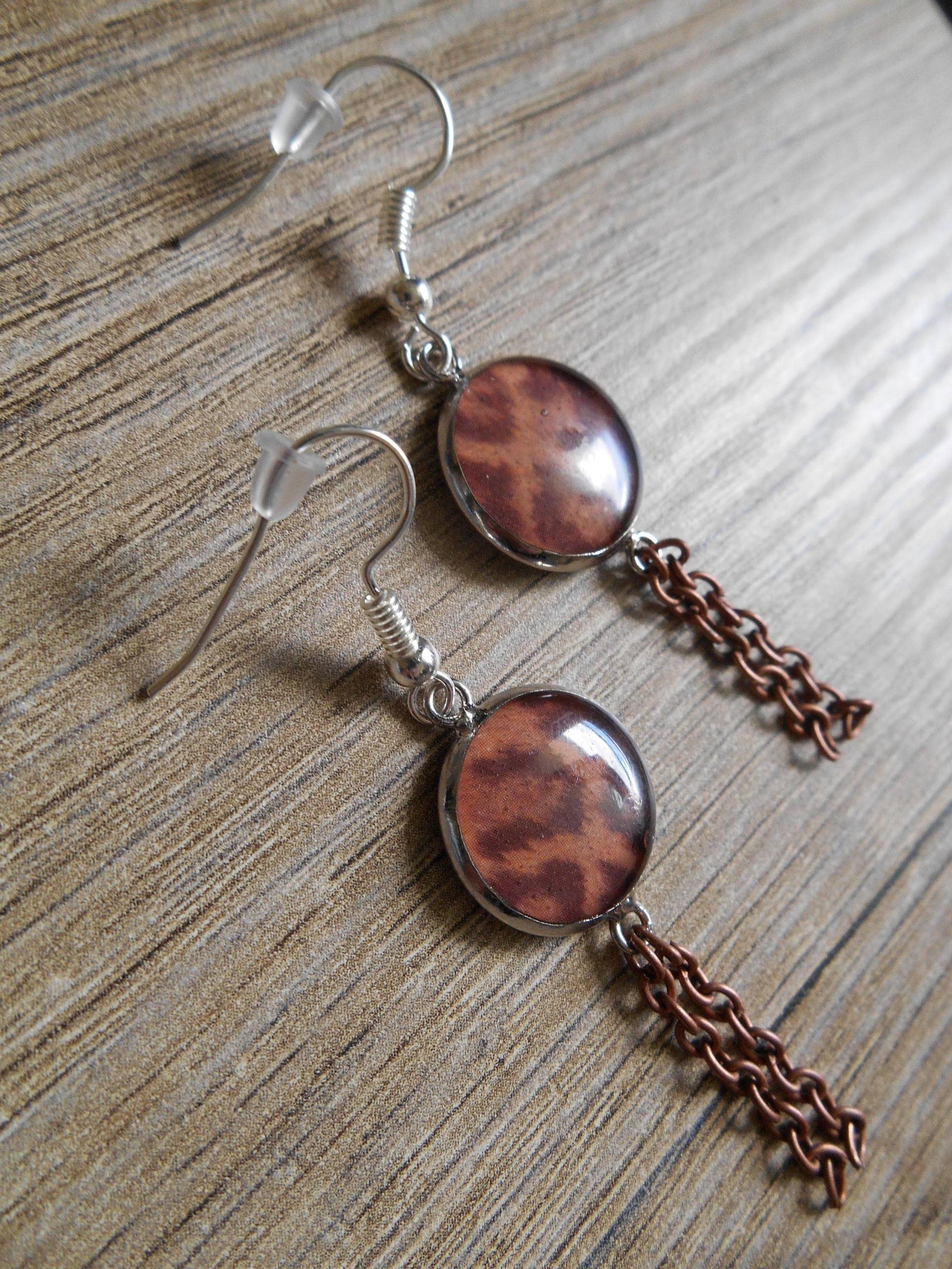 Leopardenohrringe Silberohrringe Bronzeohrringe Braune Ohrringe Kettenohrringe von EGIOVANNONIcreations