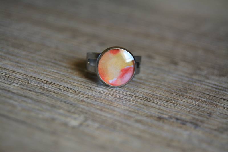 Oranger Ring, Kleines Mädchen, Silberring, Gelber Roter Runder Kleiner Ring von EGIOVANNONIcreations