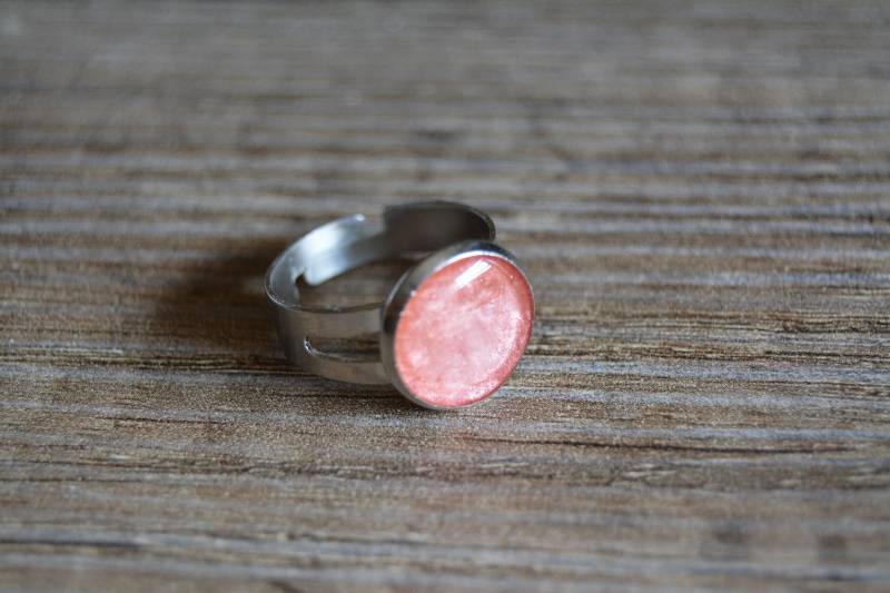 Rosafarbener Silberring Verstellbarer Ring Kleiner Rosafarbener Runder von EGIOVANNONIcreations