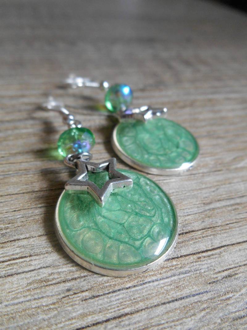 Silber-Ohrringe Grün Cabochon Stern Primer von EGIOVANNONIcreations