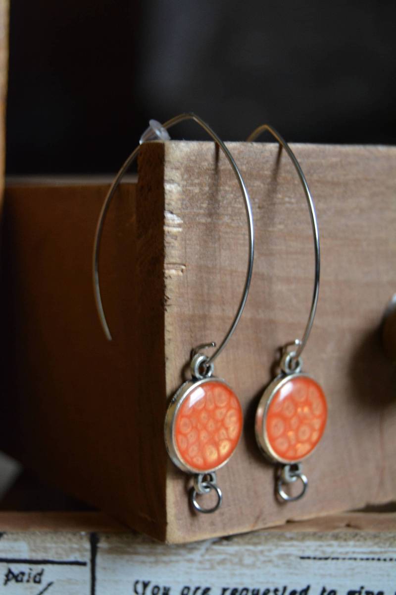 Silberohrringe Durchgehende Ohrringe Mandarinen-Orangen-Ohrringe Orangefarbene Ohrhänger von EGIOVANNONIcreations