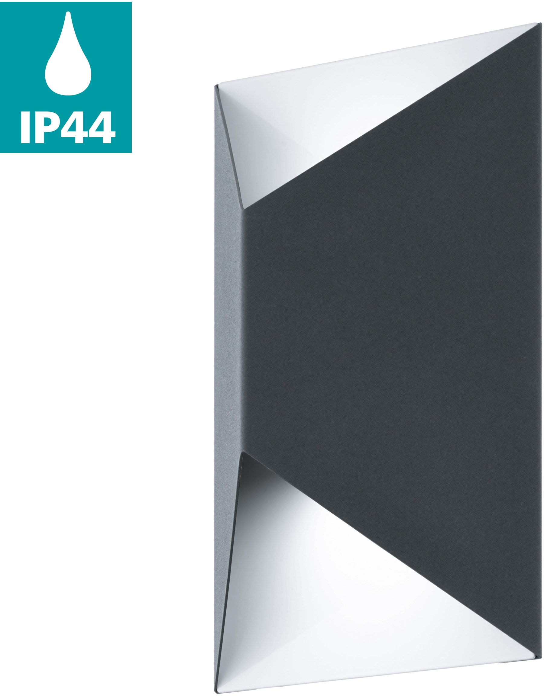 EGLO Wandleuchte "PREDAZZO Wandlampe, Stahl, Außenlampe, IP44, Garten, Lampe Hauswand" LED-Board Warmweiß Außenleuchte, Wandleuchte aus verzinktem Stahl, Anthrazit, weiß, IP44 von EGLO