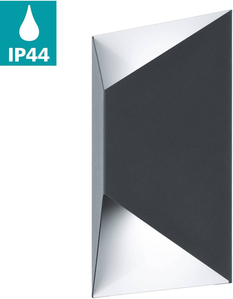 EGLO Wandleuchte "PREDAZZO Wandlampe, Stahl, Außenlampe, IP44, Garten, Lampe Hauswand" LED-Board Warmweiß Außenleuchte, Wandleuchte aus verzinktem Stahl, Anthrazit, weiß, IP44 von EGLO