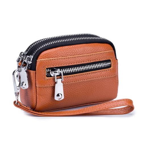 Damen-Clutch-Armband-Geldbörse aus Leder, Echtleder-Geldbörse mit Rundum-Reißverschluss, Kreditkartenetui mit Rundum-Reißverschluss, Telefon-Armband-Clutch, Schlüsseletui, Münzgeldbörse (Color : Oran von EGLOW