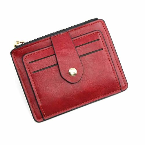 Damen-Geldbörse, Mini-Geldbörse, multifunktional, Münzen-Tasche, Münzfach, modische Taschen-Geldbörse für Frauen und Mädchen (Color : Red) von EGLOW