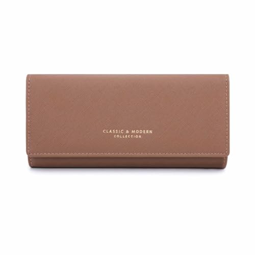 Damen-Geldbörse, langes Portemonnaie, weiches Leder, für den täglichen Gebrauch, Designer-Doppelfach, modische Clutch, Reißverschluss-Geldbörsen, großes Fassungsvermögen, Geldscheinklammer, Kartenhalt von EGLOW