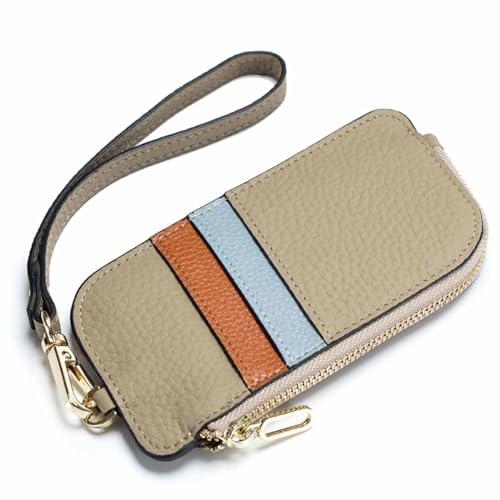 Damen-Geldbörse aus Leder, tragbar, einfache Geldbörsen, Leder, modische Kleingeldtasche, für den täglichen Gebrauch, Leder-Geldbörse, schlicht, modisch (Color : Gray) von EGLOW