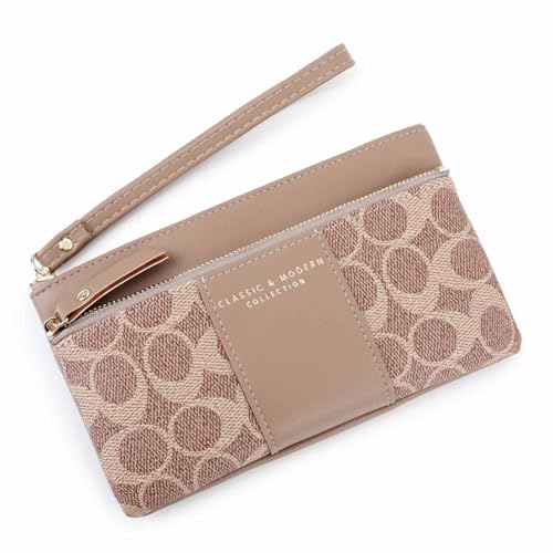 EGLOW Damen-Handgelenk-Geldbörse, Handtaschen, Clutch, modische Geldbörse, Leder, Handy-Geldbörse, Handtasche, Kreditkartenetui mit Handschlaufe (Color : Gray) von EGLOW