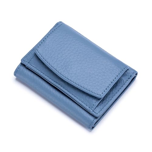 EGLOW Echtleder-Geldbörse, tragbare Geldbörse, RFID-blockierend, minimalistische Vordertaschen-Geldbörsen für Herren, tragbare Münzbörse, anwendbar auf gefaltete Kreditkarten-Scheine (Color : Blue) von EGLOW