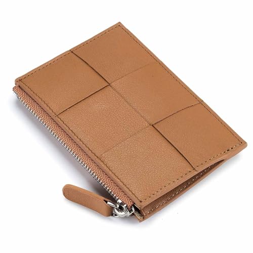 EGLOW Einfache Damen-Geldbörse, exquisiter Reißverschluss, multifunktionale Geldbörse, weiches echtes Leder, große Kapazität, niedliche Mini-Tasche, weibliche Kartenhalter-Kupplung (Color : Brown) von EGLOW