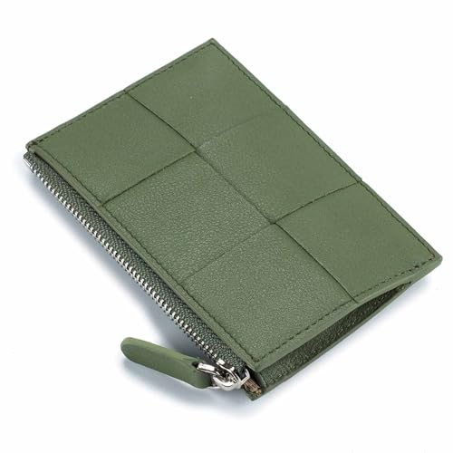 EGLOW Einfache Damen-Geldbörse, exquisiter Reißverschluss, multifunktionale Geldbörse, weiches echtes Leder, große Kapazität, niedliche Mini-Tasche, weibliche Kartenhalter-Kupplung (Color : Green) von EGLOW